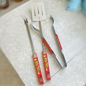 Vintage 60s/70s Groovy Flower Power 3 Piece EKCO Grilling Utensil Set
